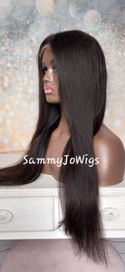 Clearance - immediate despatch- Human hair wig, natural black, lace closure, colour 1b virgin hair, 18 inch