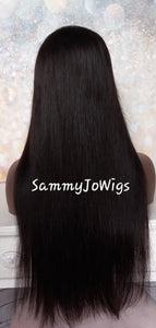 Clearance - immediate despatch- Human hair wig, natural black, lace closure, colour 1b virgin hair, 22 inch