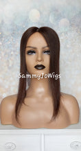 Load image into Gallery viewer, Immediate despatch- Silk base topper, human remy hair, scalp effect, realistic part, 2 darkest brown