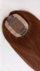 Immediate despatch- Teeny topper, human hair topper, silk base, clip in, 4 dark brown 16 inches long