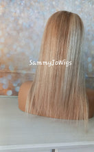 Load image into Gallery viewer, Silk base topper, virgin human hair, 8/613 light blonde, light warm brown, light root, 12/14/16/18 inch