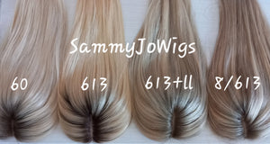Silk base topper, virgin human hair, 60/90 lightest blonde, ice blonde, light root, 12/14/16/18 inch