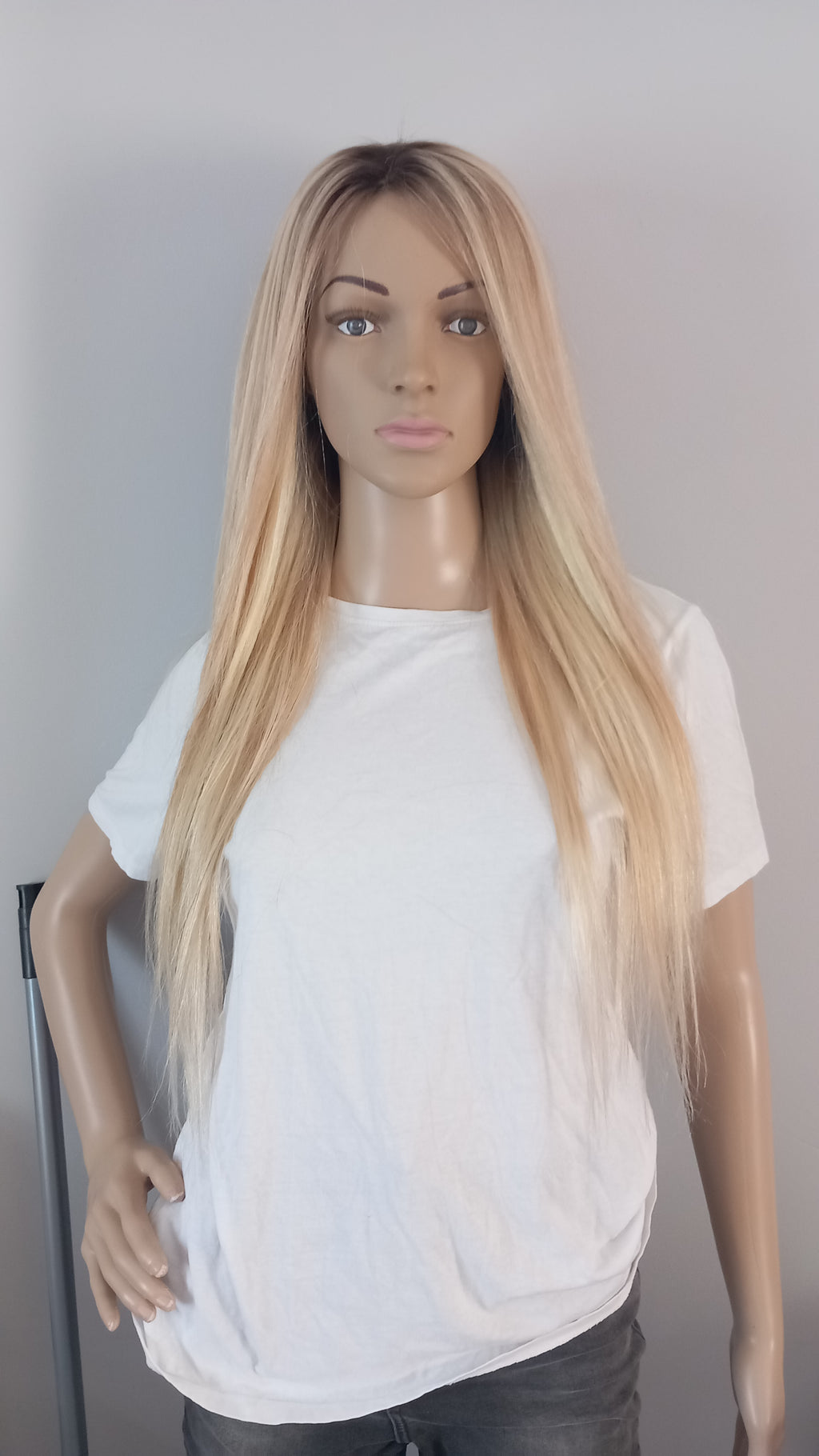 The Harmony Silk base wig, virgin human hair, 18/613 ash blonde/light blonde, medium root, 12/14/16/18/20 inch