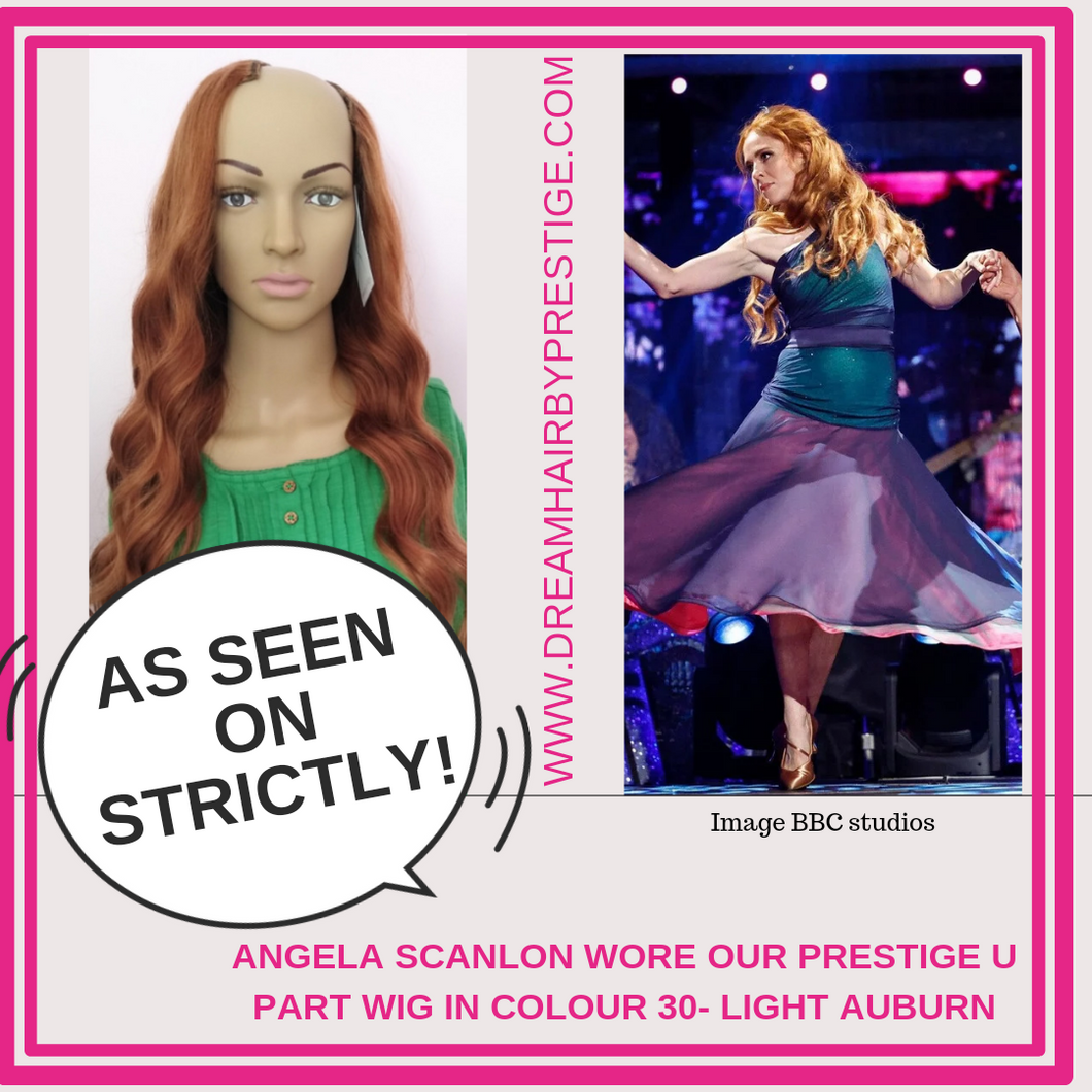 Human hair U part wig- #30- auburn red- 16/18 inches long