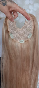 Immediate despatch- U part topper Deluxe, clip in volumiser, #18/613 ash and light blonde, 22 inches long, 6x6 inch