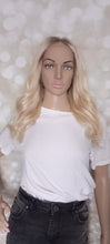 Load image into Gallery viewer, Immediate despatch- human hair wig, lace base lightest blonde with light root, 16inch, medium cap, virgin hair