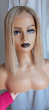 Load image into Gallery viewer, Silk base wig, virgin human hair, 8/613 light blonde, light warm brown, light root, 12/14/16/18/20 inch