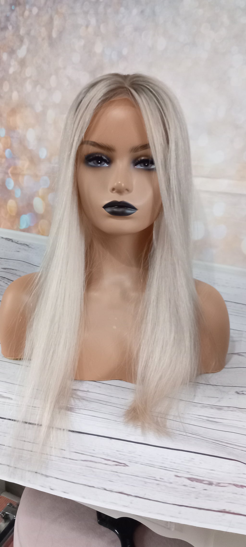The Harmony Silk base topper, virgin human hair, 60/90 lightest blonde, ice blonde, light root, 12/14/16/18 inch