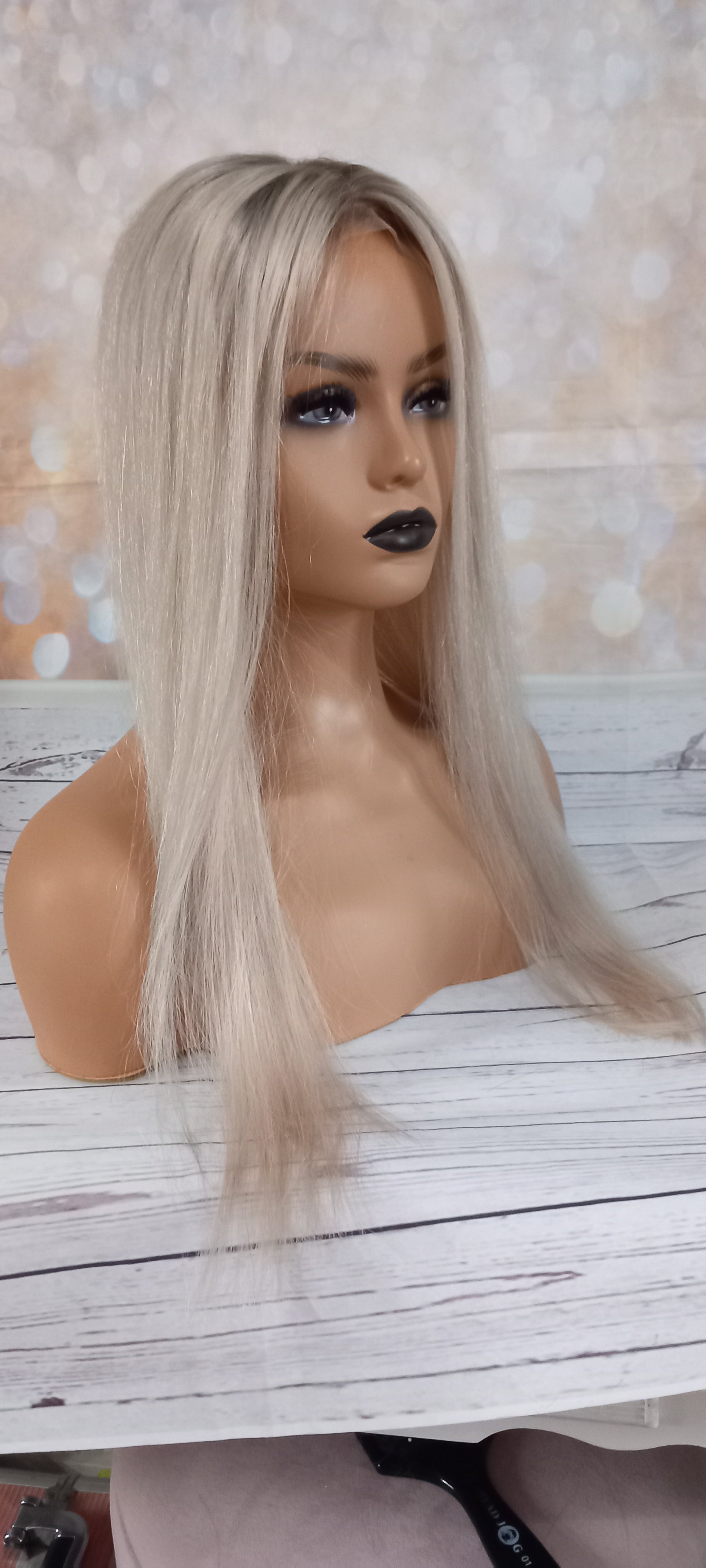 The Harmony Silk base topper, virgin human hair, 60/90 lightest blonde, ice blonde, light root, 12/14/16/18 inch
