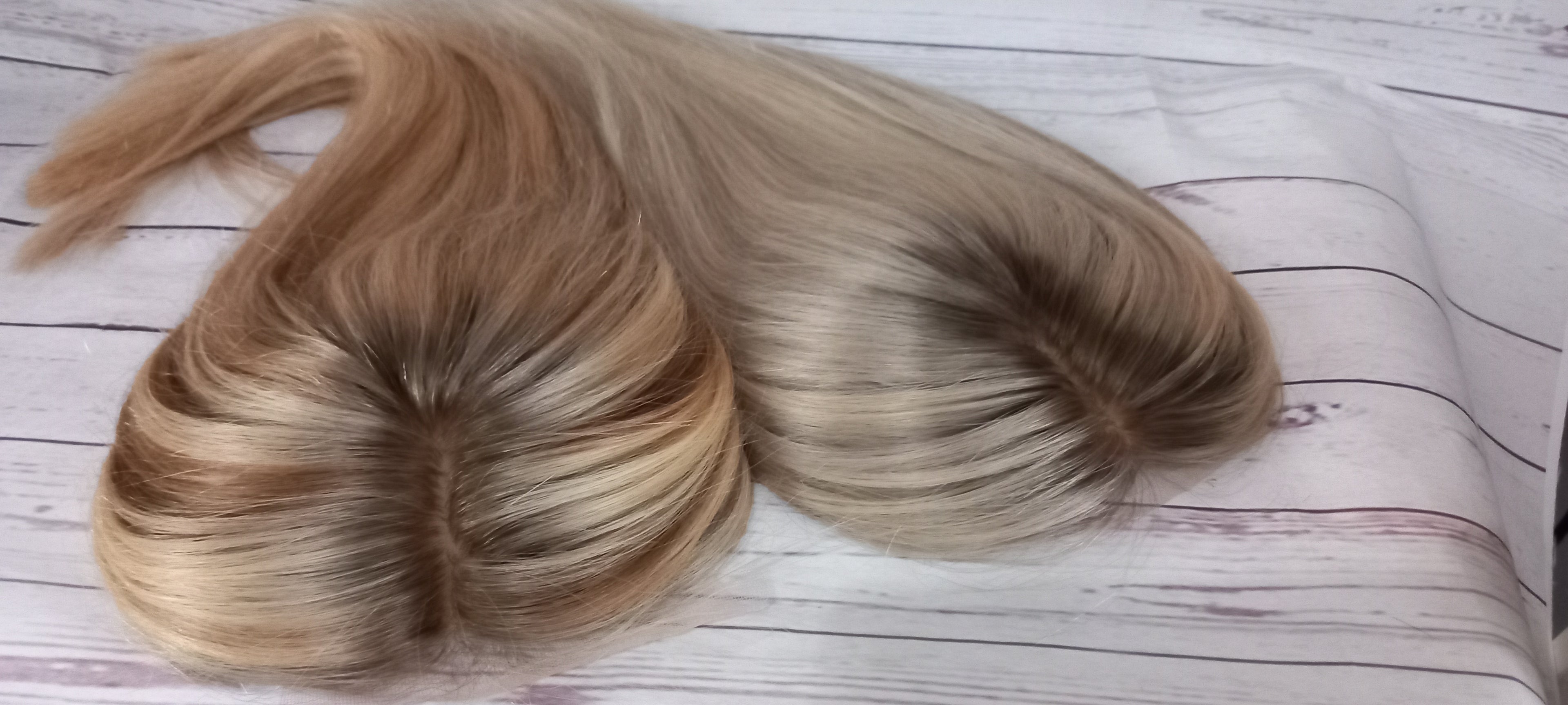 The Harmony Silk base topper, virgin human hair, 60/90 lightest blonde, ice blonde, light root, 12/14/16/18 inch
