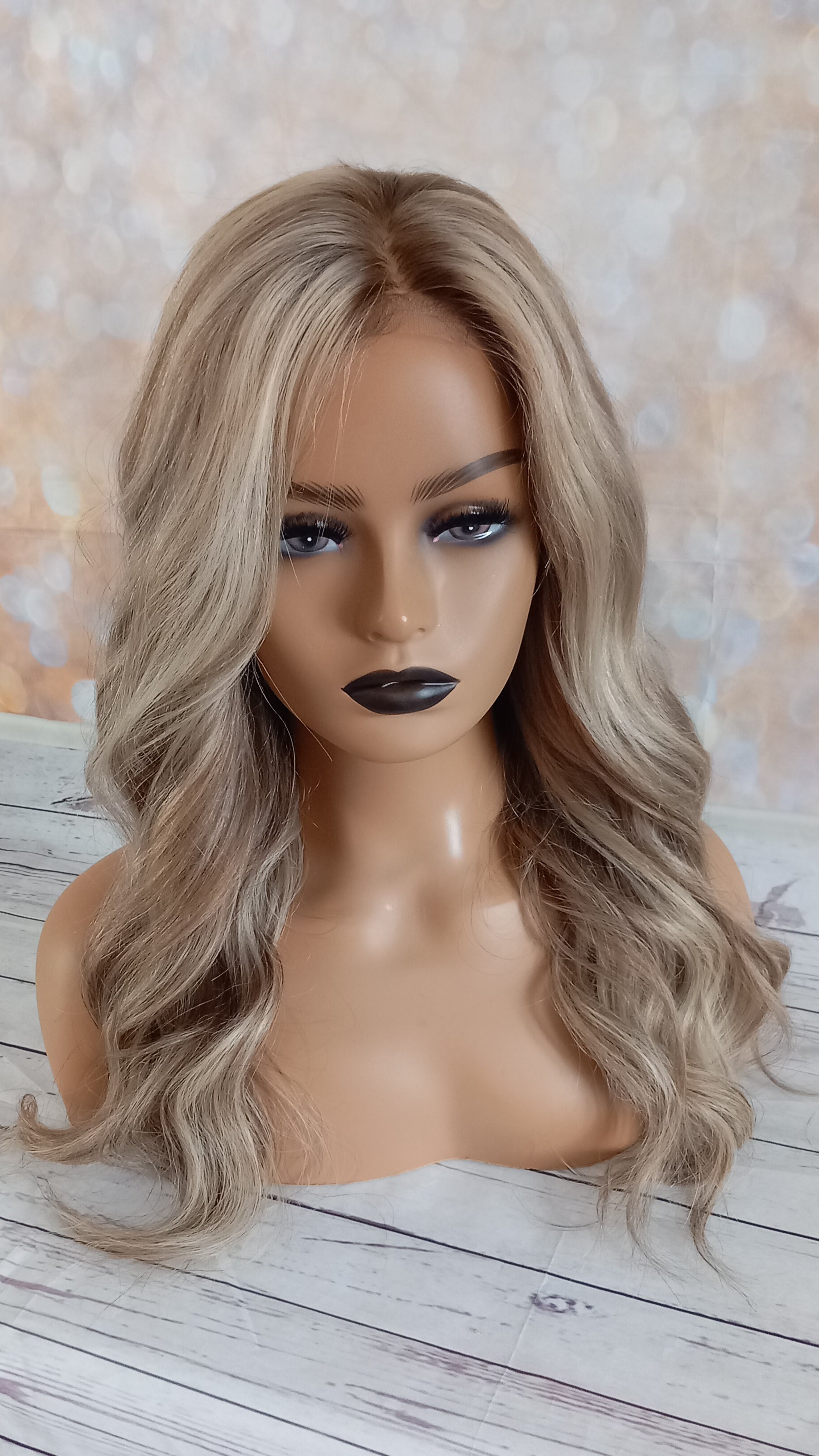 The Harmony Silk base wig, virgin human hair, 9/613, ash brown,light blonde, matching ash brown root, 12/14/16/18/20 inch