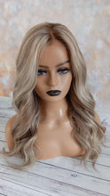 Load image into Gallery viewer, Immediate despatch- Silk base wig, virgin human hair, 9/613, ash brown,light blonde, matching ash brown root, 18 inch