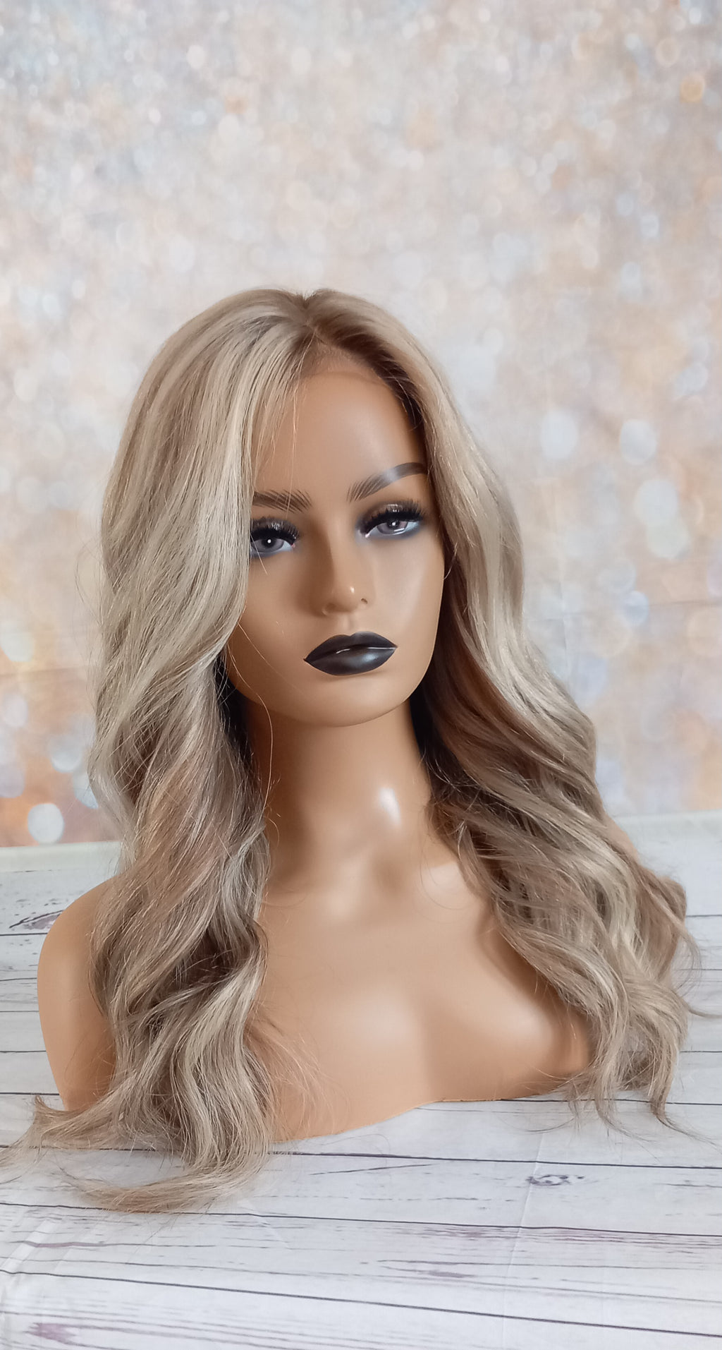 The Harmony Silk base wig, virgin human hair, 9/613, ash brown,light blonde, matching ash brown root, 12/14/16/18/20 inch