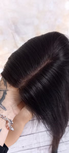 Immediate despatch-monofilament clip in hair topper, 1b black, 14 inches long