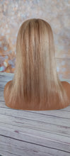 Load image into Gallery viewer, Immediate despatch- Human hair topper, silk and lace base, 8/613, light warm brown/ light blonde, light root, 14 inches long