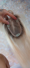 Charger l&#39;image dans la galerie, Immediate despatch-monofilament clip in hair topper, 60 lightest blonde, light root, fringe 14inches long