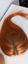 Load image into Gallery viewer, Immediate despatch- Silk base topper, virgin human hair, light auburn tones, light root 16 inches long