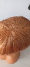 Load image into Gallery viewer, Clearance -Ready to ship-monofilament clip in hair topper, 27 strawberry blonde, fringe 14 inches long