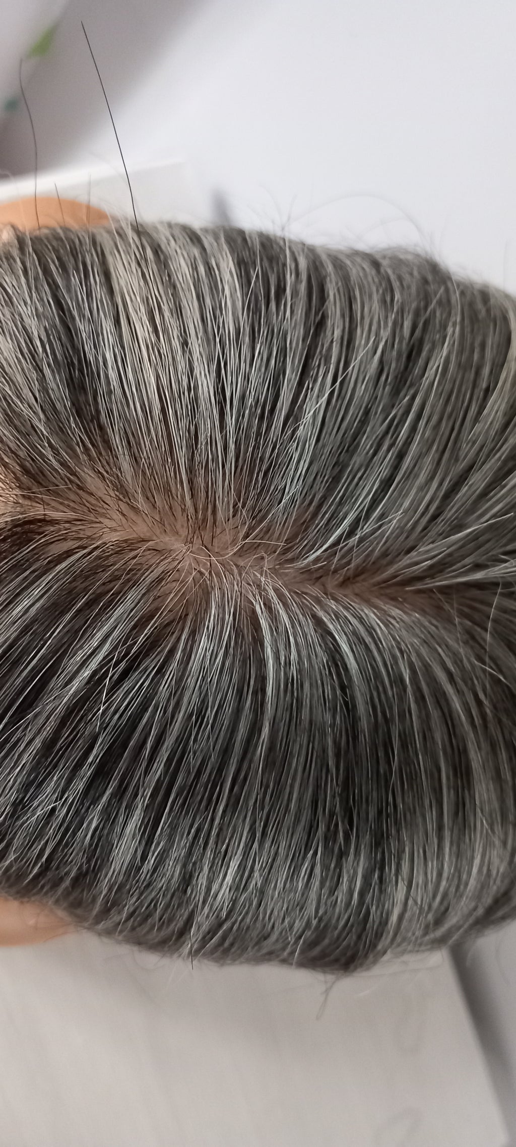 Ready to ship- Silk base topper, salt and pepper dark grey, 3*5inch, 12 inches long