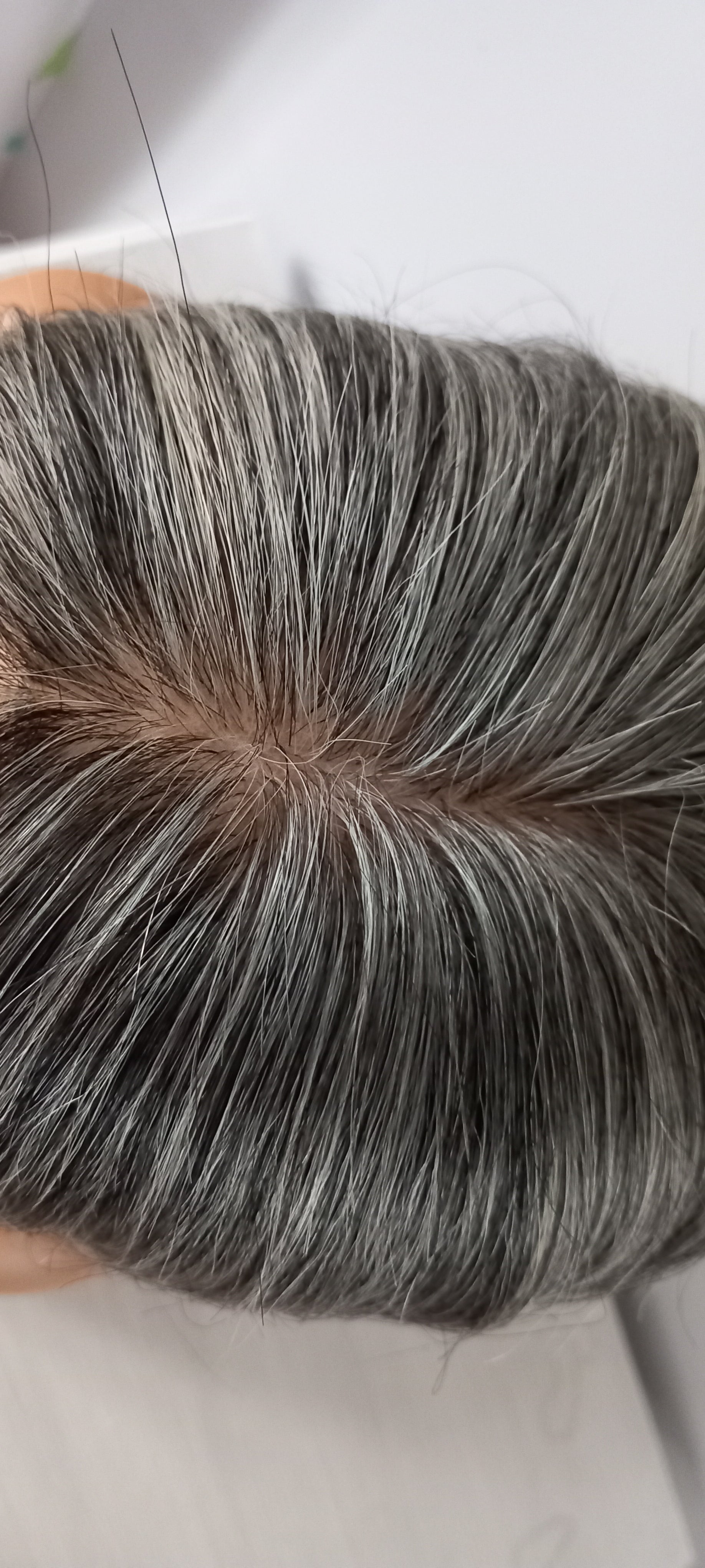 Ready to ship- Silk base topper, salt and pepper dark grey, 3*5inch, 12 inches long