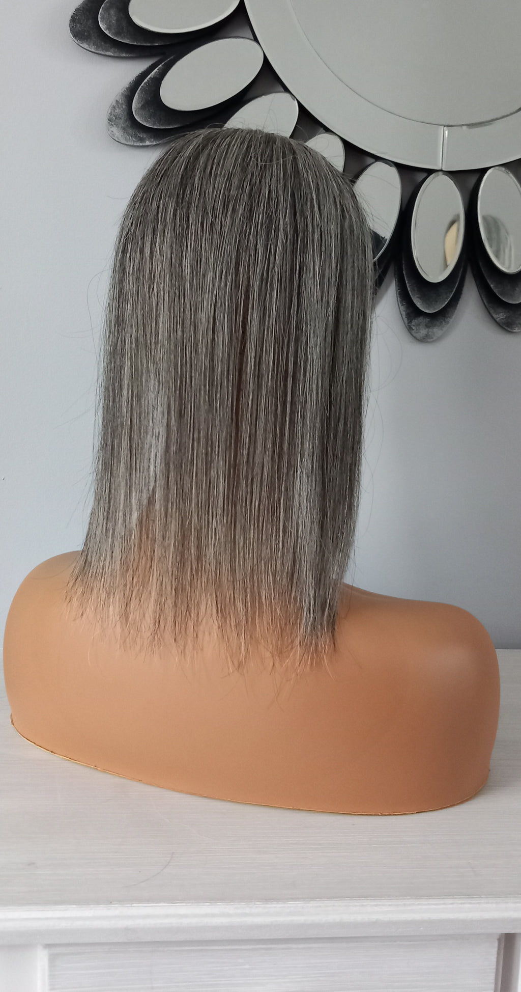 Ready to ship- Silk base topper, salt and pepper dark grey, 3*5inch, 12 inches long