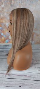 Silk base topper, virgin human hair, 18/613/9- ash blonde/light blonde ash brown, medium root, made to order with options to suit you