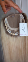 Load image into Gallery viewer, Ready to ship- Silk base topper, virgin human hair, 60- lightest blonde, light root, 18 inches long