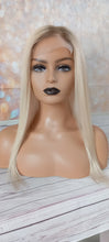 Load image into Gallery viewer, Ready to ship- Silk base topper, virgin human hair, 60- lightest blonde, light root, 18 inches long