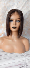 Load image into Gallery viewer, Ready to ship- Silk base topper, human Remy hair, darkest brown, bob, 9 inches long