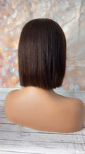 Load image into Gallery viewer, Ready to ship- Silk base topper, human Remy hair, darkest brown, bob, 9 inches long