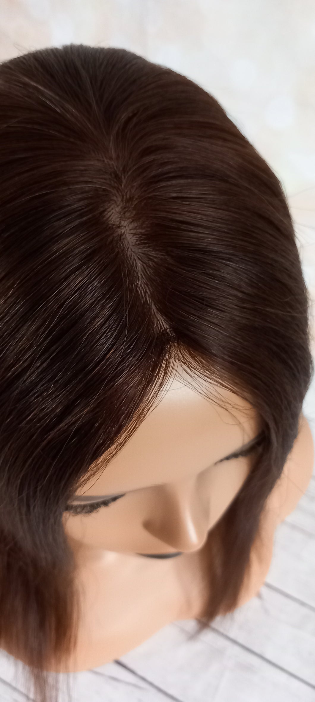 Clearance -Ready to ship- Silk base topper, #2 darkest brown, 2.5x4.5 inch, 16 inches long