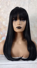 Load image into Gallery viewer, Ready to ship- black Fibre wig, synthetic, fringe, bangs