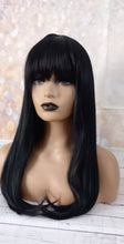 Load image into Gallery viewer, Ready to ship- black Fibre wig, synthetic, fringe, bangs