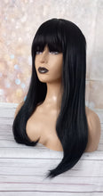 Load image into Gallery viewer, Ready to ship- black Fibre wig, synthetic, fringe, bangs