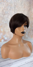 Load image into Gallery viewer, Ready to ship- dark brown Fibre wig, synthetic, fringe, bangs