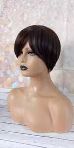 Ready to ship- dark brown Fibre wig, synthetic, fringe, bangs