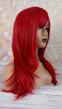 Load image into Gallery viewer, Ready to ship- red Fibre wig, synthetic, fringe, bangs