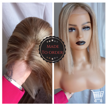 Charger l&#39;image dans la galerie, Base en soie, cheveux humains vierges, blond clair 8/613, brun clair chaud, racine claire, 12/14/16/18 pouces