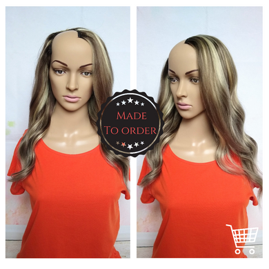 Human hair U part wig- #9/613- ash brown/ light blonde- 16/18/20/22 inches long