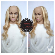 Load image into Gallery viewer, Human hair U part wig- #8/613 plus-light brown/ light blonde plus blonde- 16/18/20 inches long