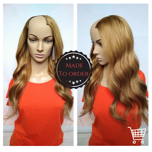 Human hair U part wig- #6/8/27- medium brown/ light brown/ strawberry blonde- 16/18/20/22 inches long