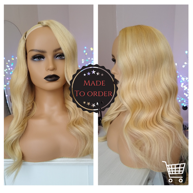 Human hair U part wig- #27/613 -strawberry blonde/ light blonde- 18/20/22 inches long