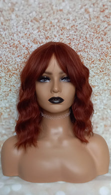 Ready to ship- copper fire wave bob Fibre wig, synthetic, fringe, bangs