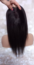 Load image into Gallery viewer, Lace and weft base human hair topper, 12 inches long,natural black