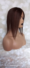 Load image into Gallery viewer, Lace and weft base human hair topper, 12 inches long, darkest brown