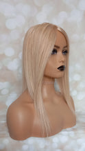 Load image into Gallery viewer, Monofilament base human hair topper, 16 inches long, 18/613 blonde