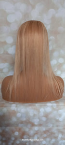 Monofilament base human hair topper, 16 inches long, 18/613 blonde