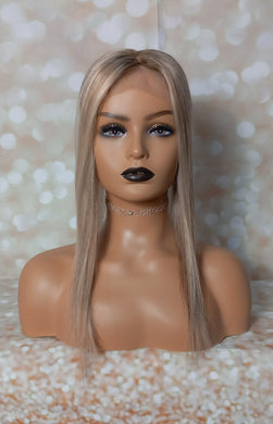 Ready to ship - silk and weft base human hair topper, ash blonde, light blonde, ash brown, 18 inches long