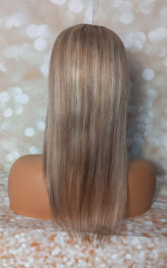 Ready to ship - silk and weft base human hair topper, ash blonde, light blonde, ash brown, 18 inches long