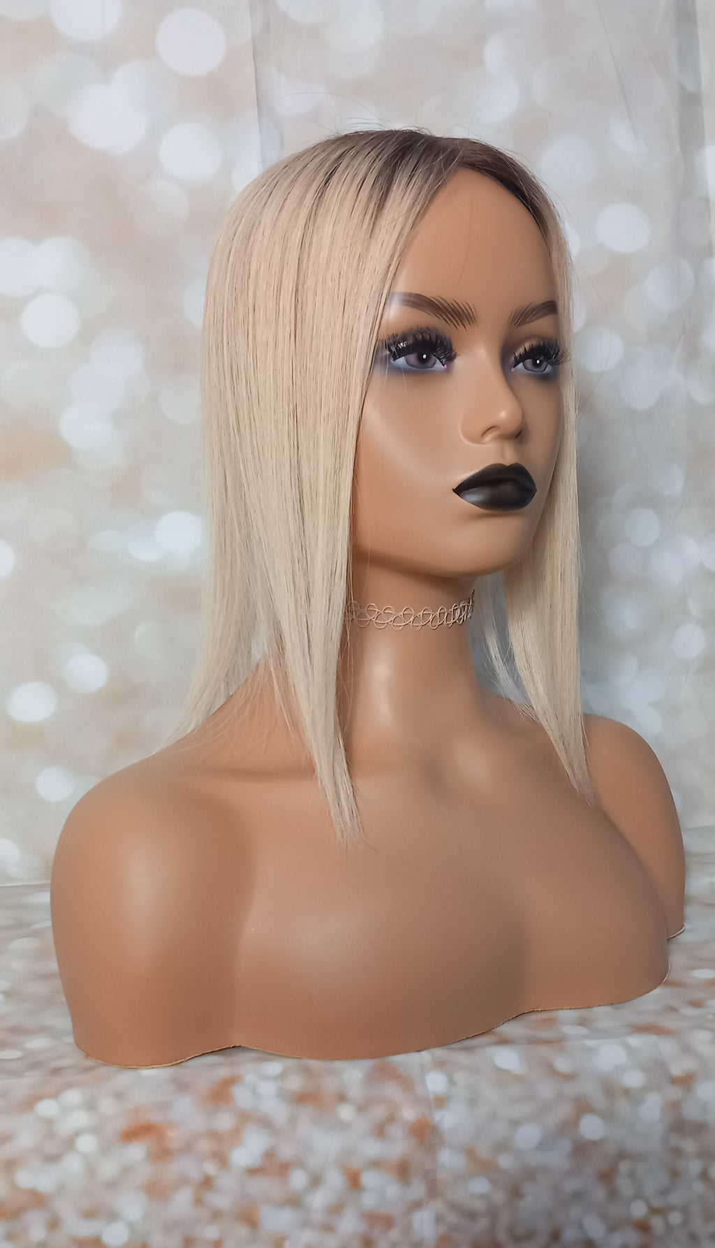 Ready to ship- Mila silk base human hair topper, 12 inches long,honey blonde with root